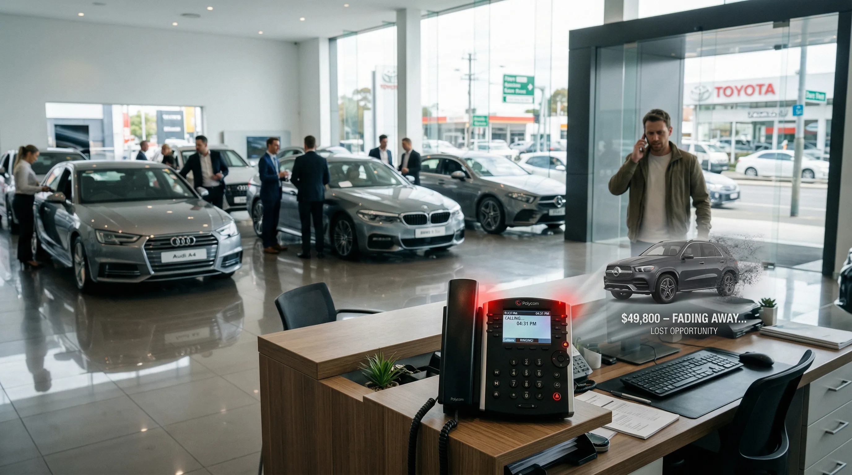 Missed call at busy car dealership leading to lost sales opportunity