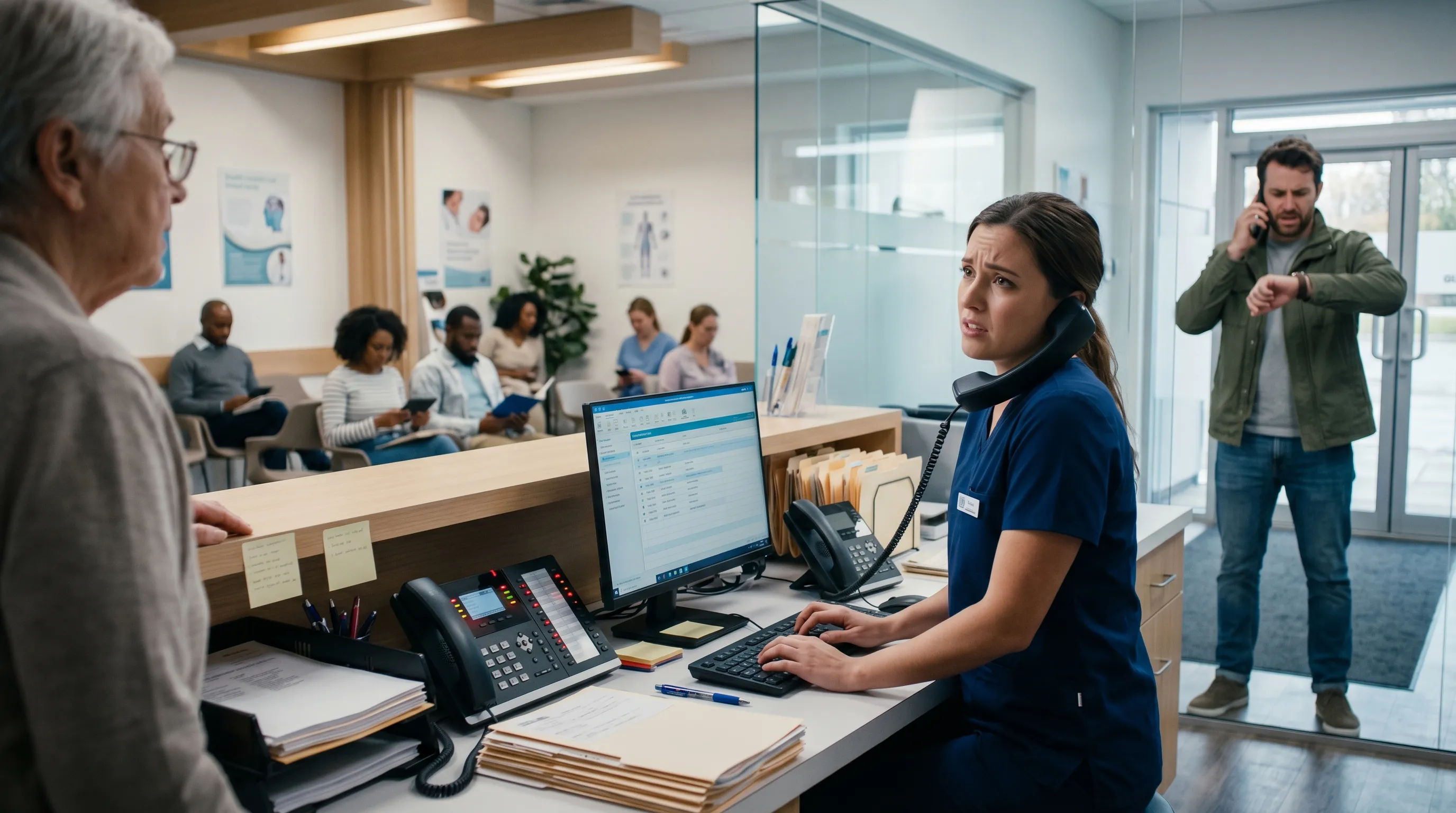 busy clinic front desk missing patient calls leading to lost appointments