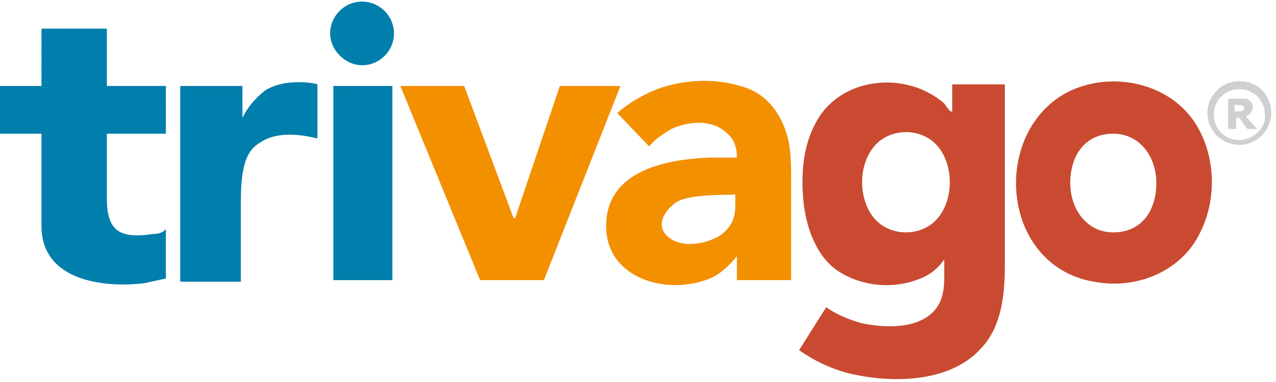 Trivago company logo with 'tri' in blue, 'va' in orange, and 'go' in red letters.