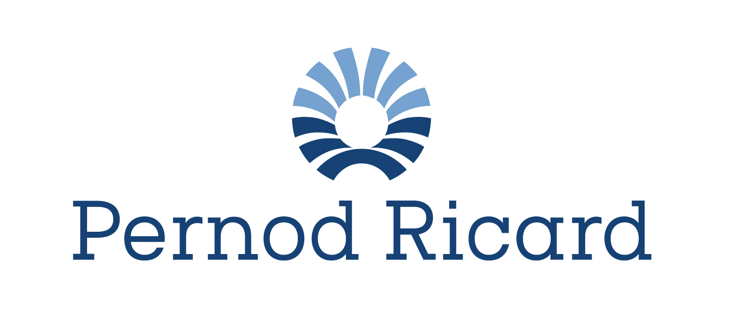Pernod Ricard logo with a stylized blue and light blue sunburst design above the text.