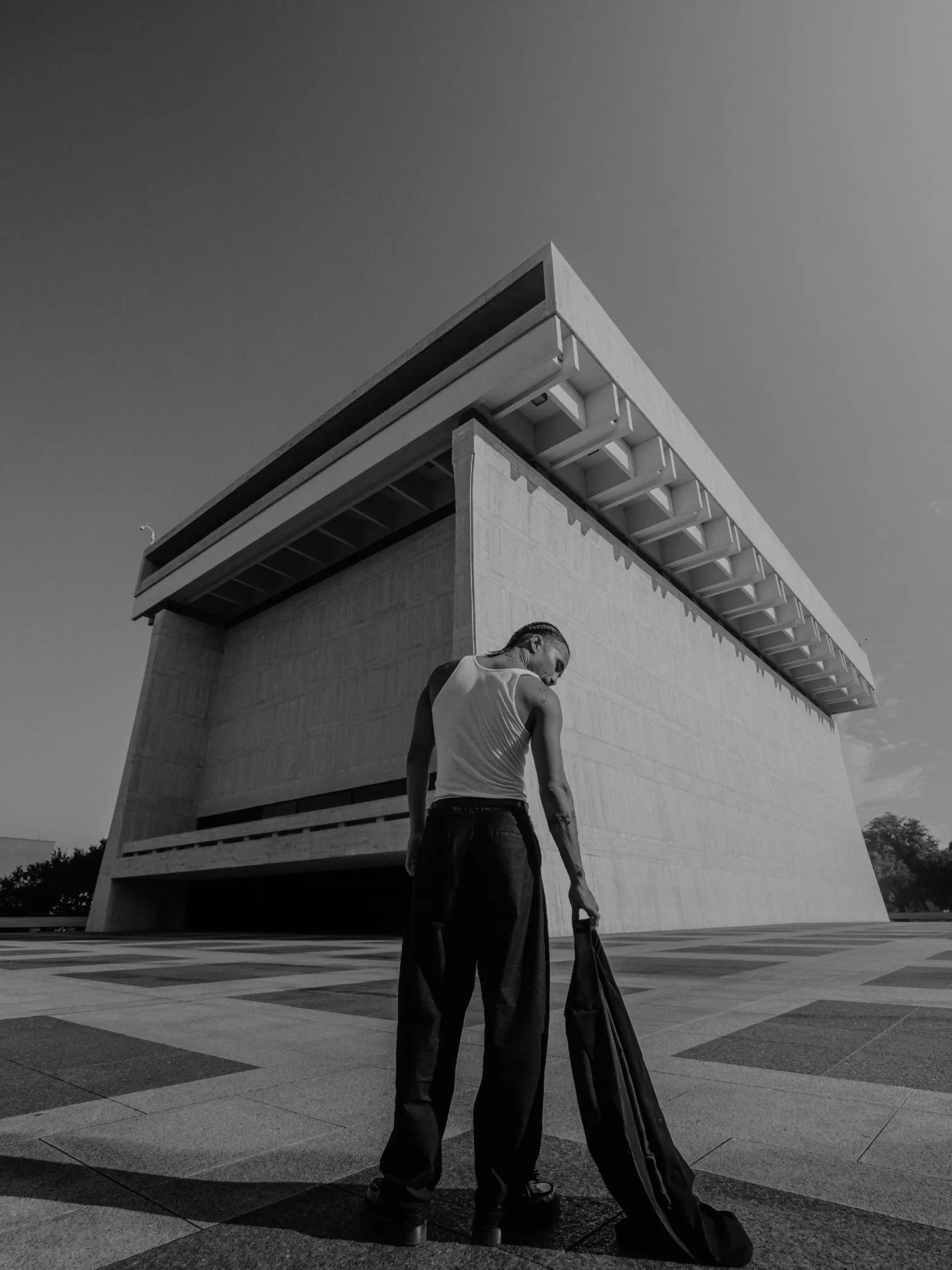 fashionable man black and white photo