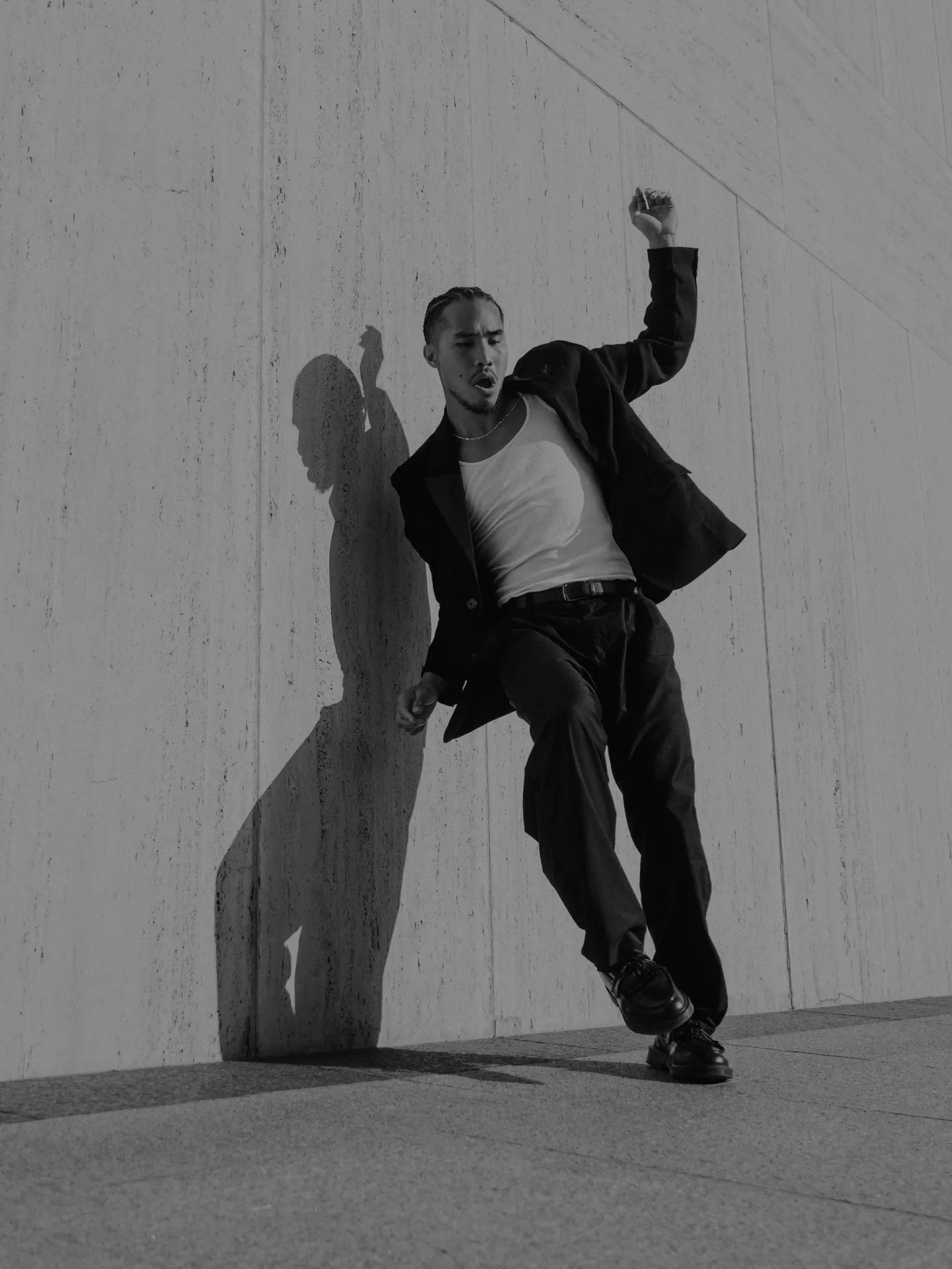 fashionable man black and white photo