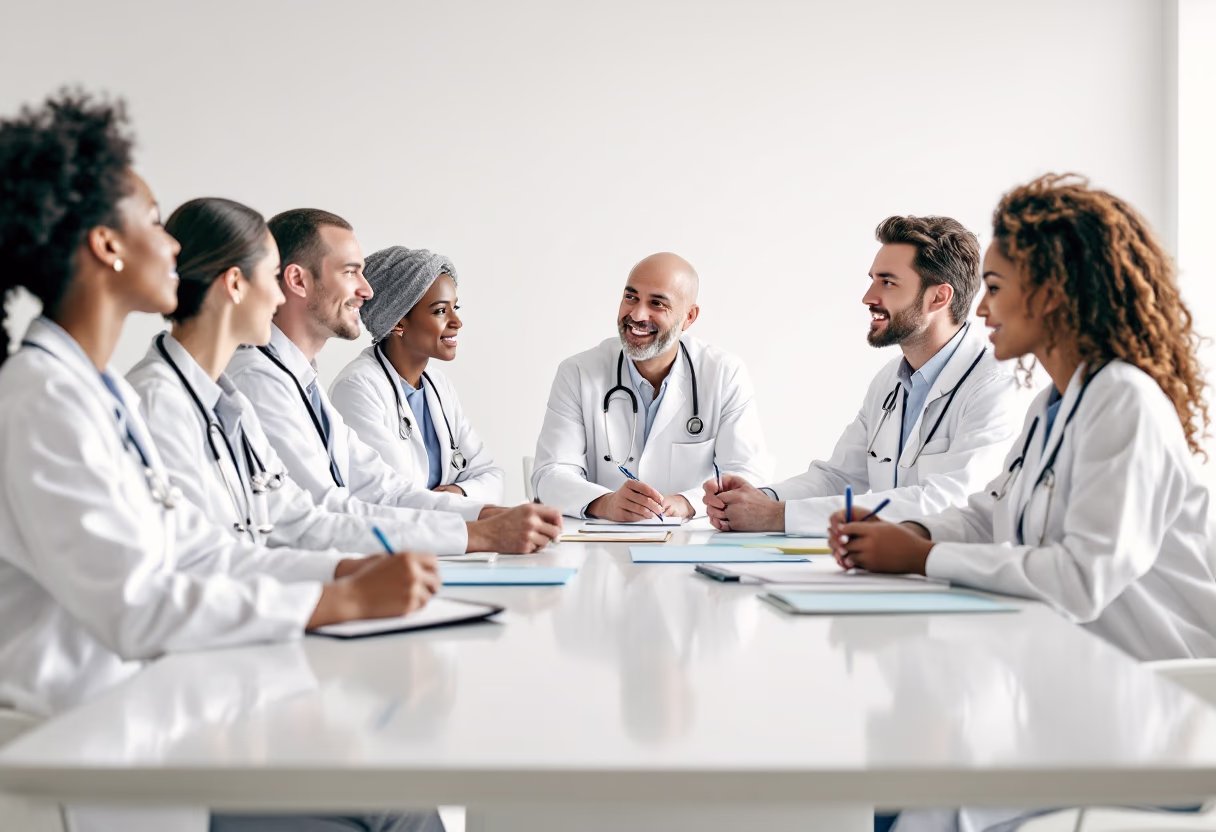 image of a team meeting (for a medical clinic)