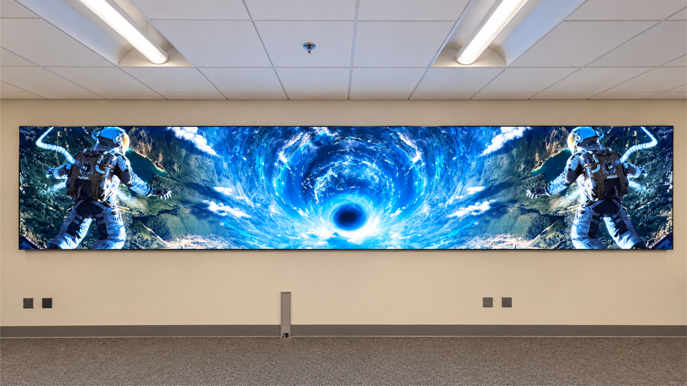 The finished display gives the space a genuine focal point, capable of showing content at a scale a standard screen or projector setup couldn't match. For an academic medical center, that scale opens up new ways to present research, data, or ideas that a standard display couldn't support.