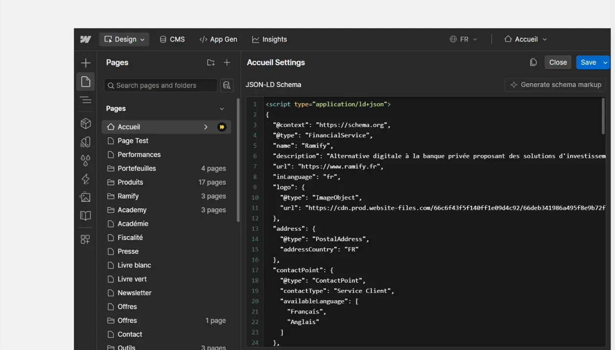 Structured data on Ramify's Website