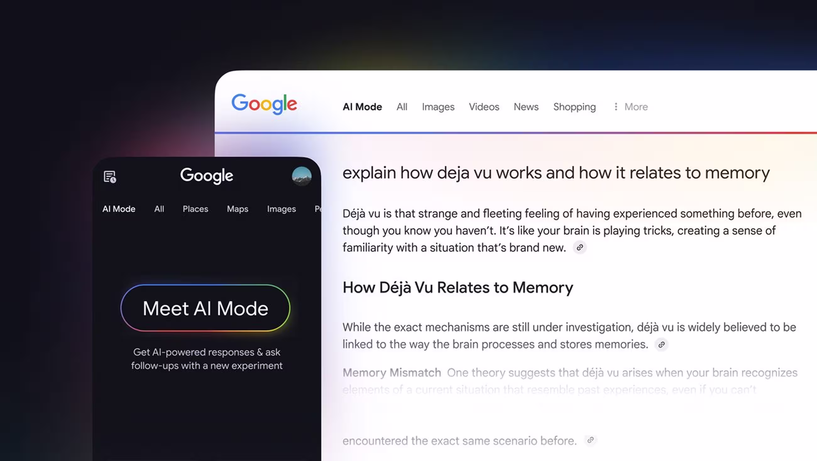Interface AI Mode / AI Overview Google