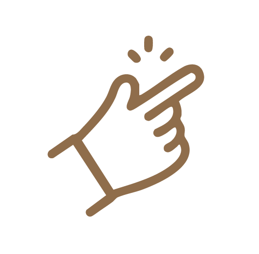 Icon of a brown hand snapping fingers with motion lines above.