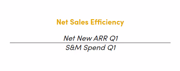Sales Efficiency SaaS - Net Sales Efficiency Formula