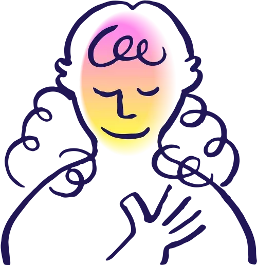 Psicon illustration of a single smiling face with a warm pink-to-yellow gradient on a dark background