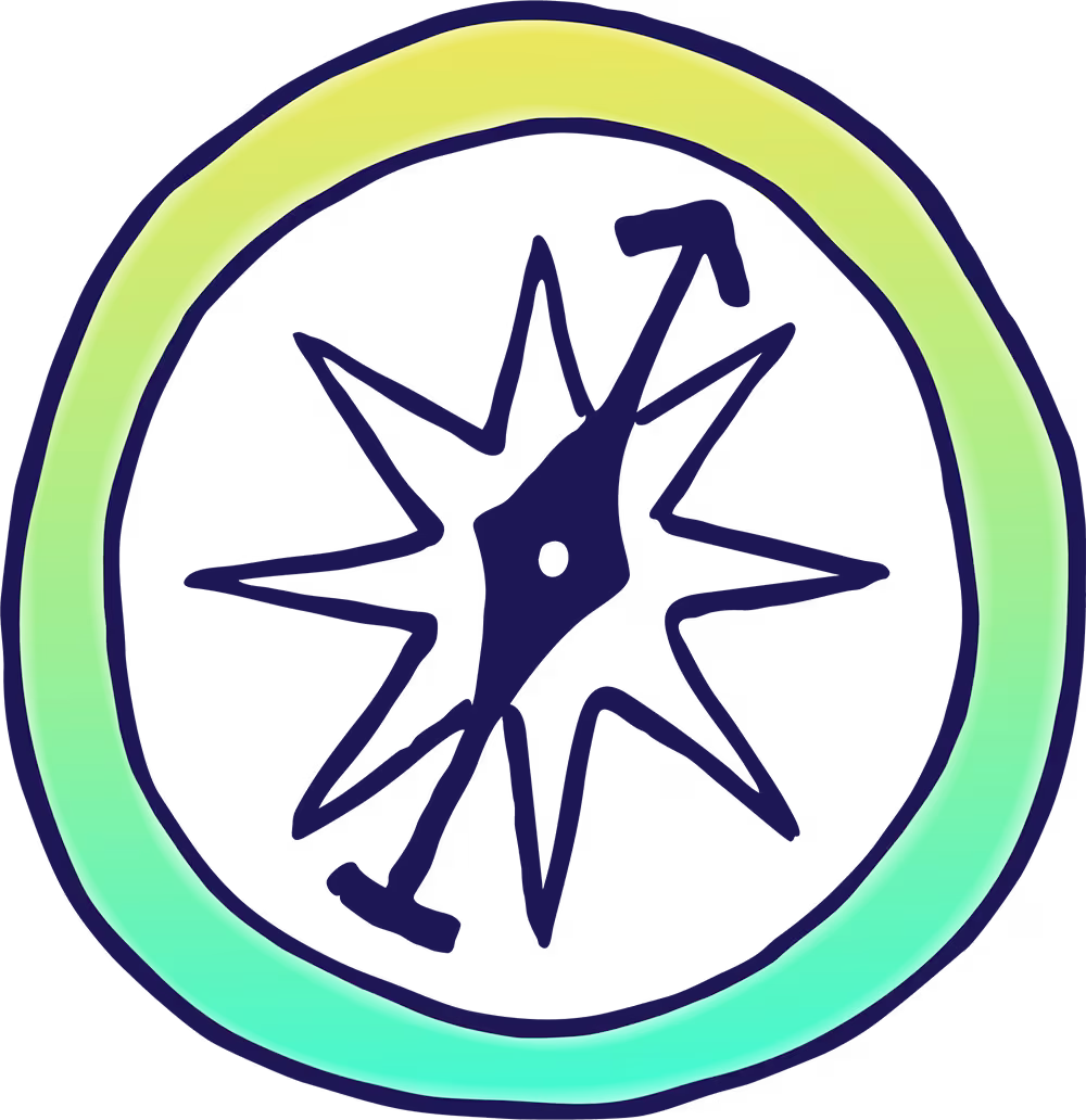 Psicon illustration of a compass representing guidance and direction