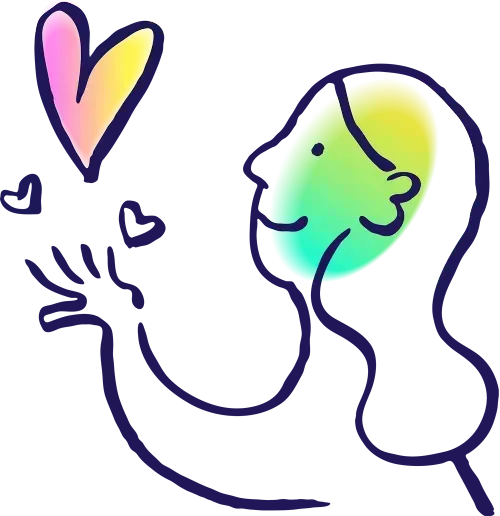 Psicon illustration of two people sharing love and connection
