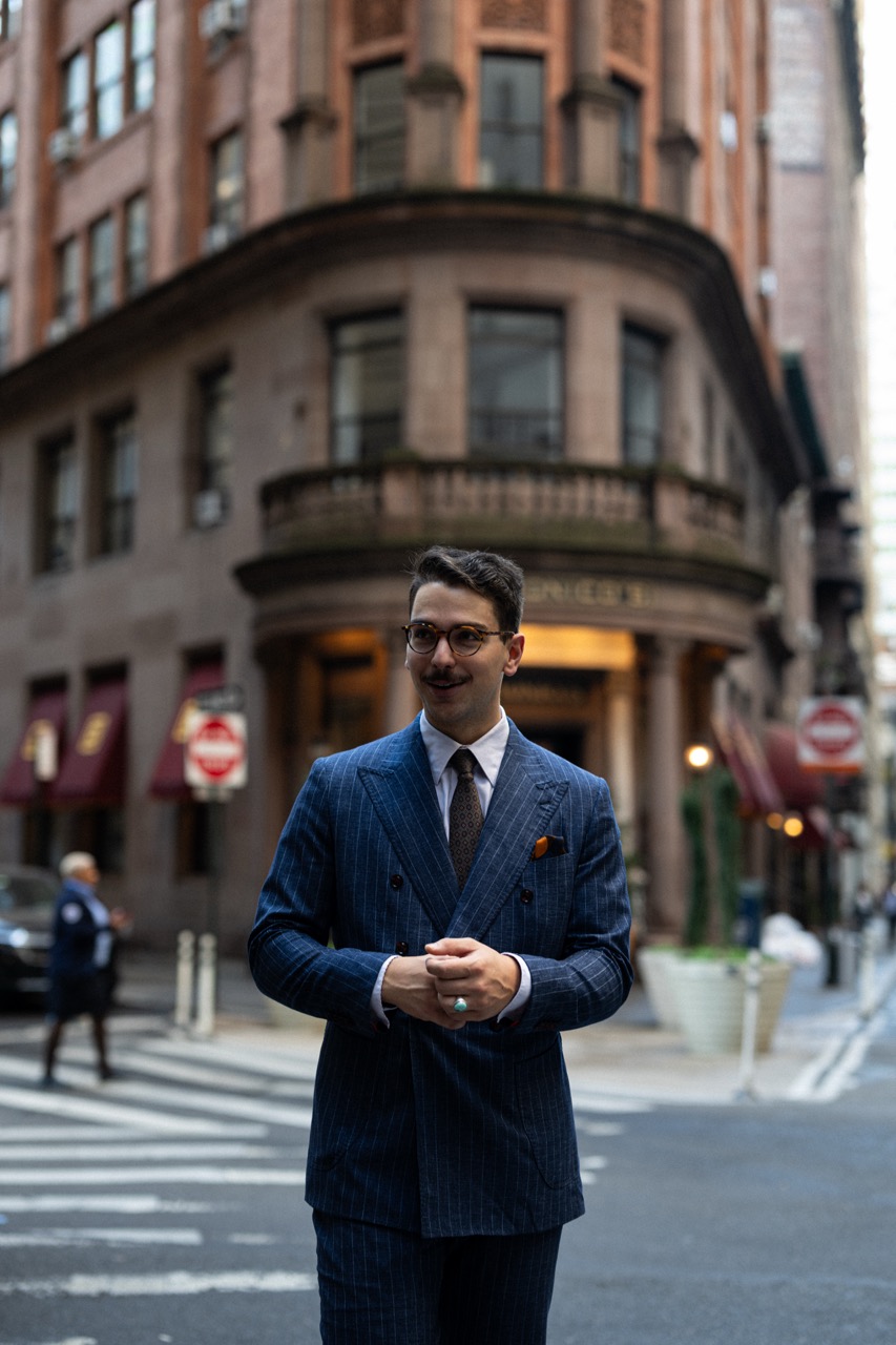 Bespoke overcoat lapel detail