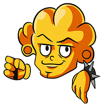 A mascot of popcorn in retro style in metal bracelet that looks like heavy metal singer