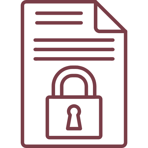 Document icon with a padlock symbol representing data protection or privacy.