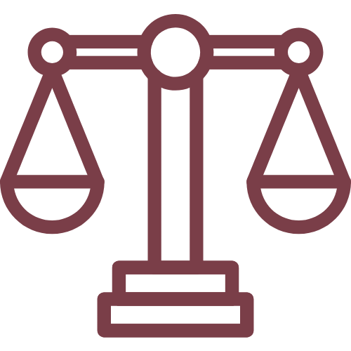 Icon of a balanced scale symbolizing justice.