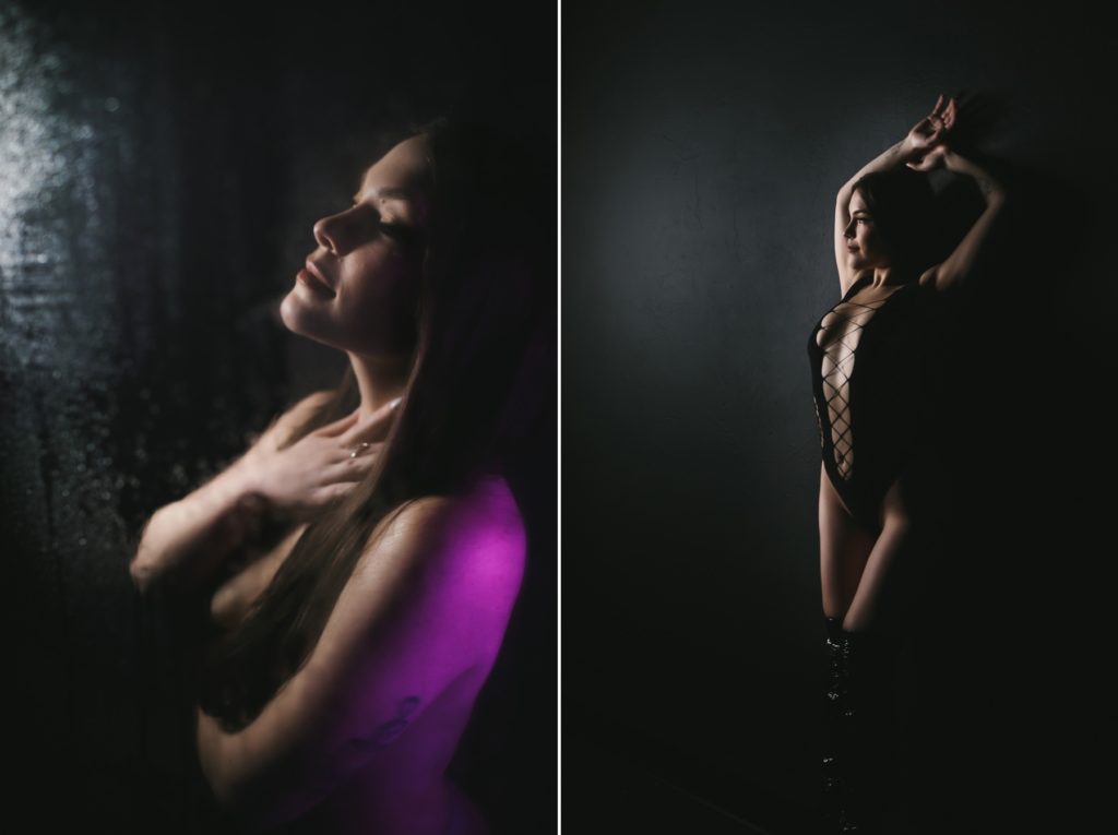 woman in lingerie with dark background