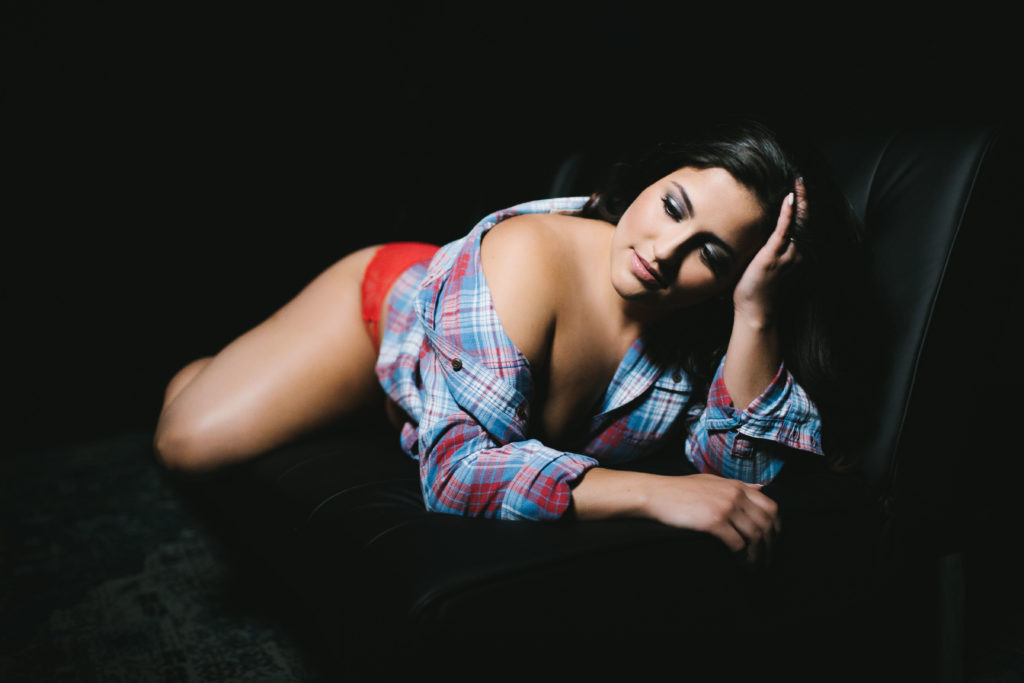 Boudoir Photography - Woman in Casual oversized button down shirt