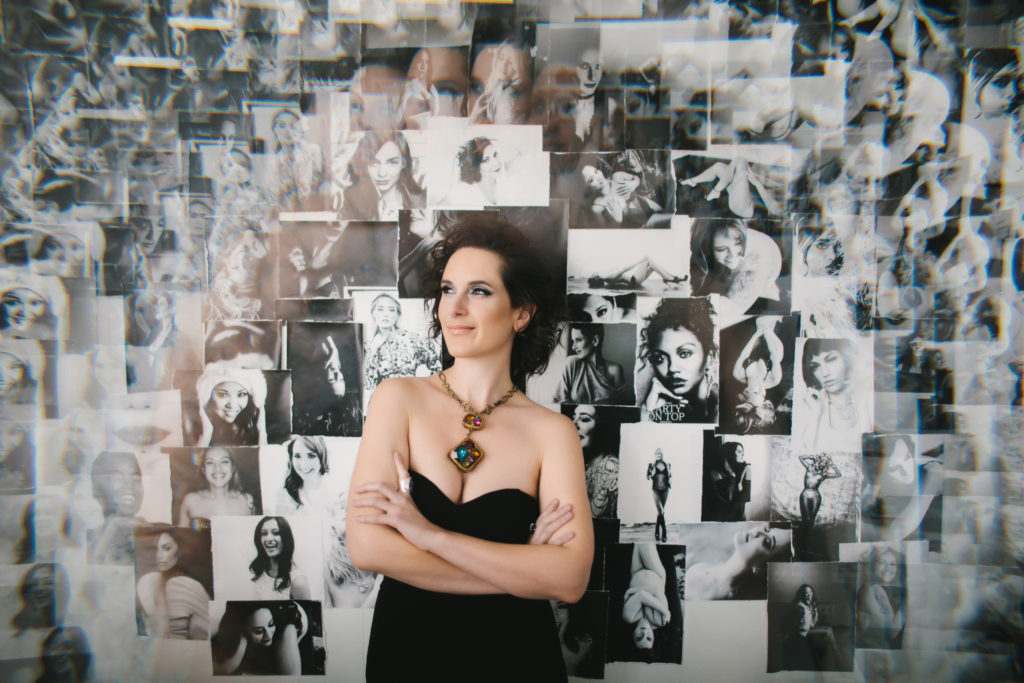 headshot; woman in black dress; women's empowerment photography by Lindsay Hite