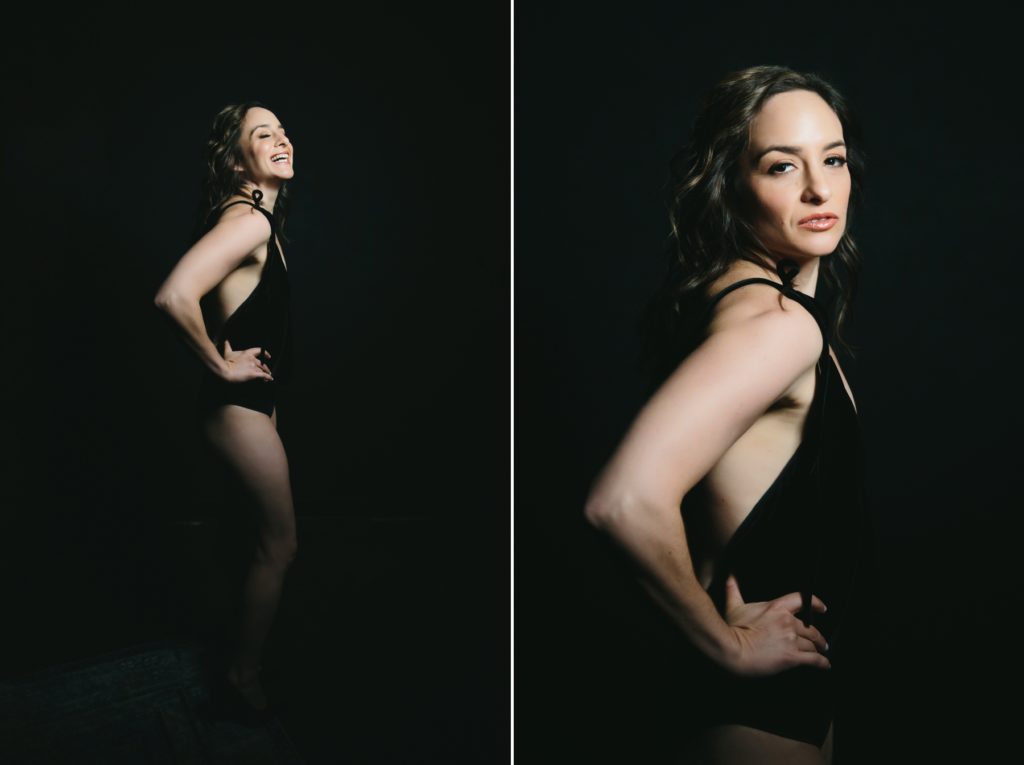 Mindset Hacks for your Boudoir Sessions, Woman in black bodysuit, photography by Lindsay Hite