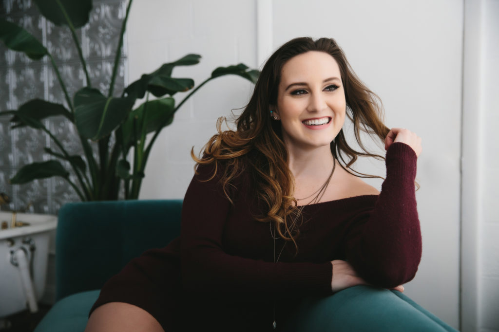 Women in deep maroon oversized sweater, what do I wear, boudoir photography by Lindsay Hite