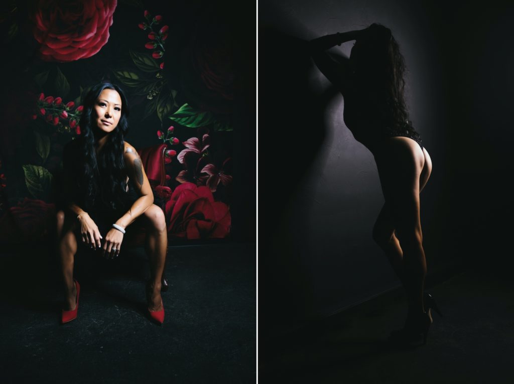 Side by side of woman in black lingerie; Inside Look at the Spark Experience, boudoir photography by Lindsay Hite