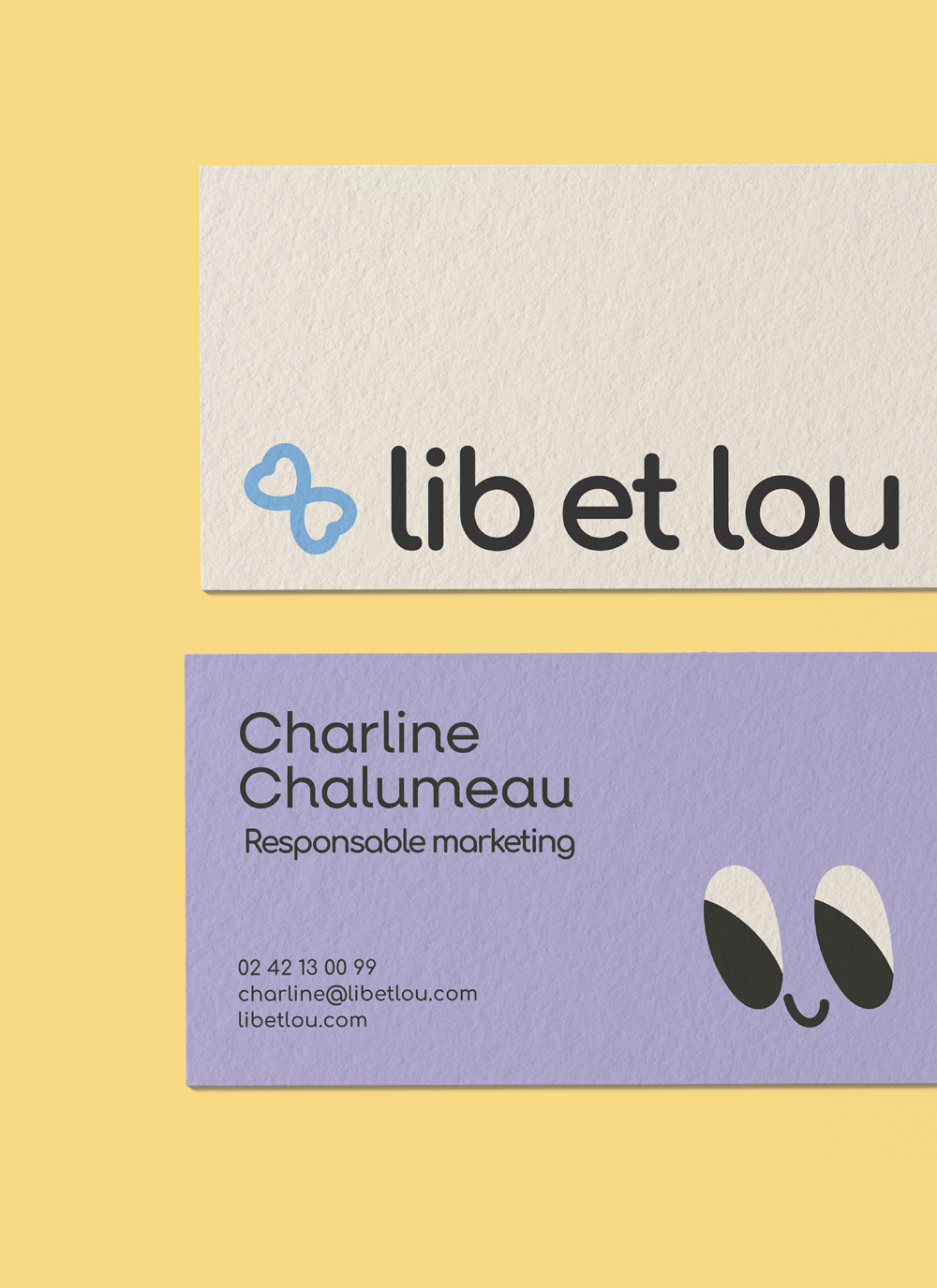 cartes de visites pour lib et lou, société de location de jeux pour enfants
