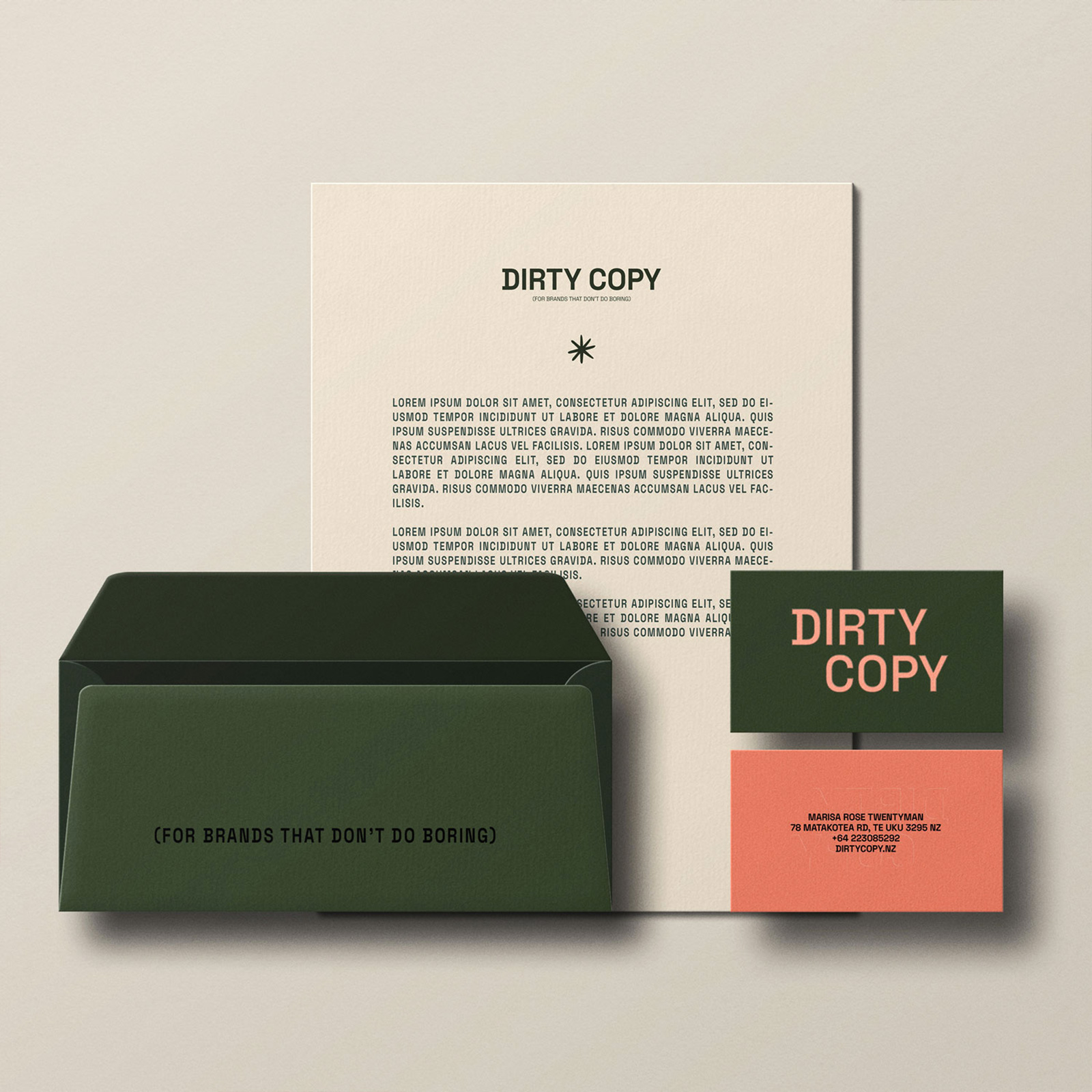Set de papeterie, avec enveloppe et cartes de visites pour Dirty Copy