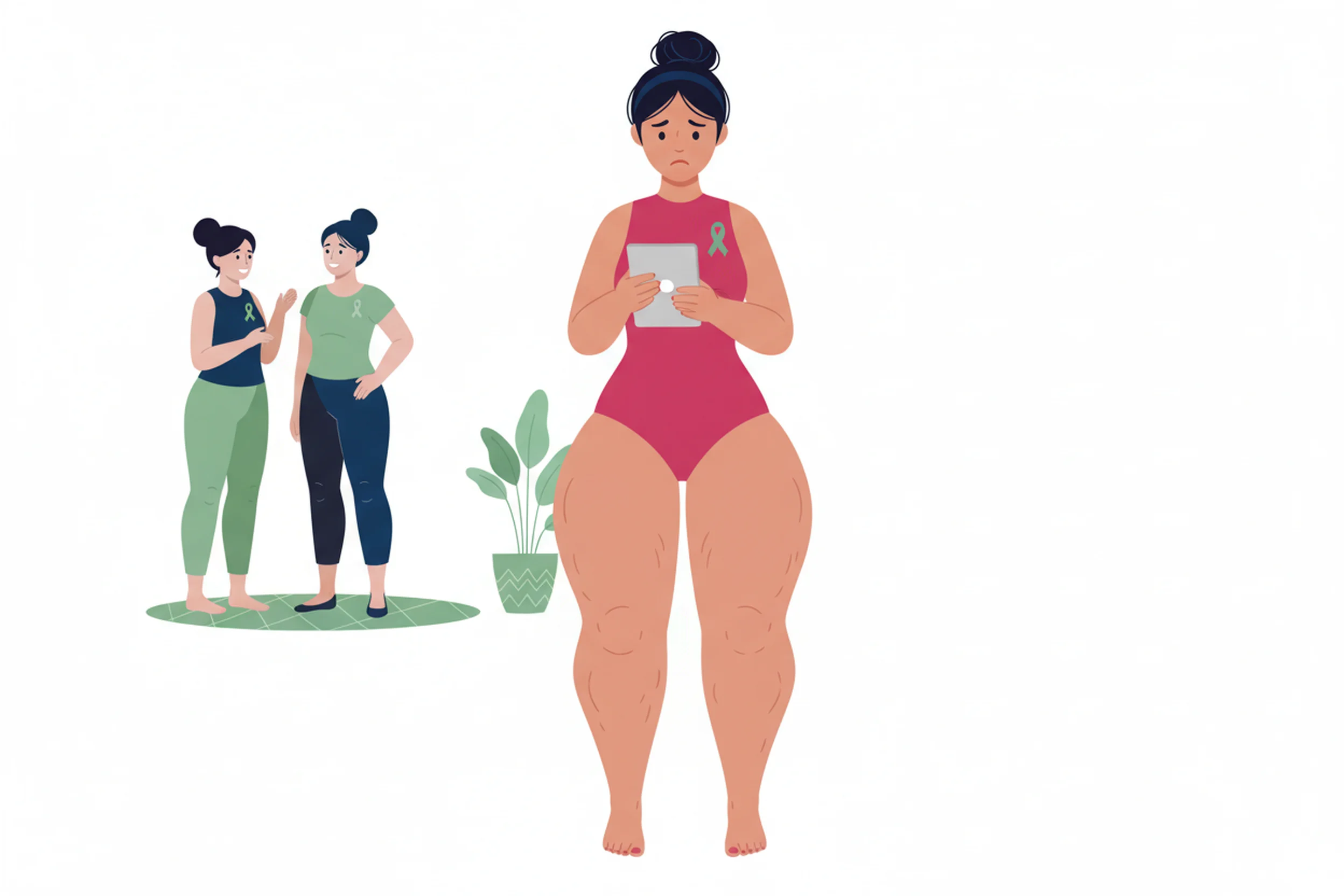 Illustration zum Thema Lipödem Anzeichen: Sicher selbst erkennen – dein 5-Minuten-Check - LipoCheck Lipödem Magazin