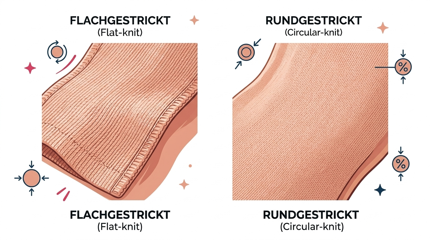 Vergleich von flachgestricktem und rundgestricktem Kompressionsgestrick bei Lipödem