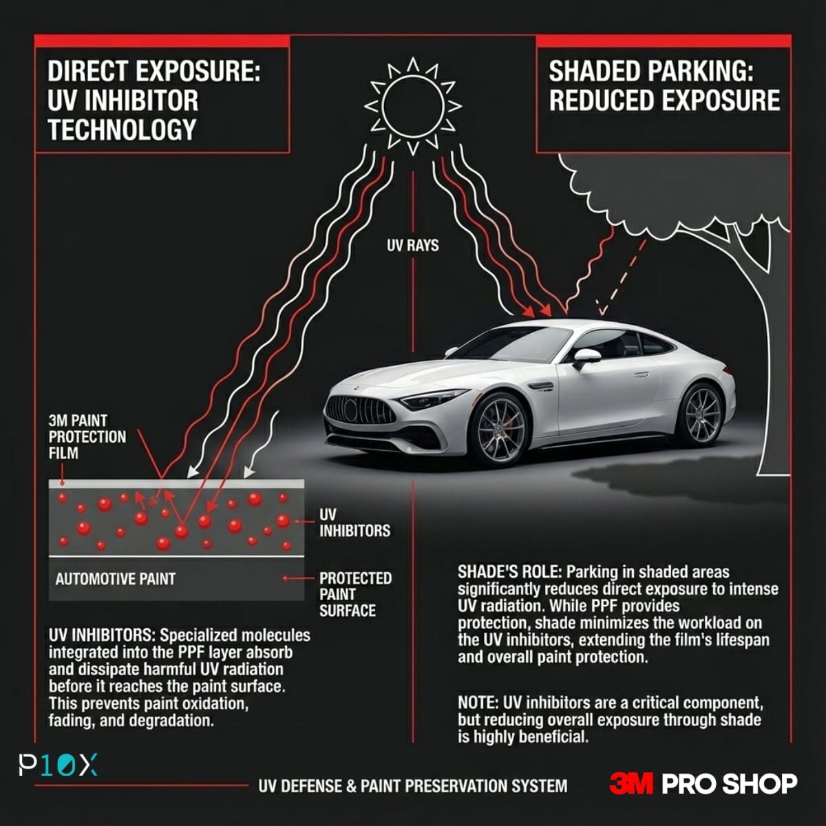 PPF UV protection diagram explaining how 3M paint protection film resists sun damage in Malaysian climate