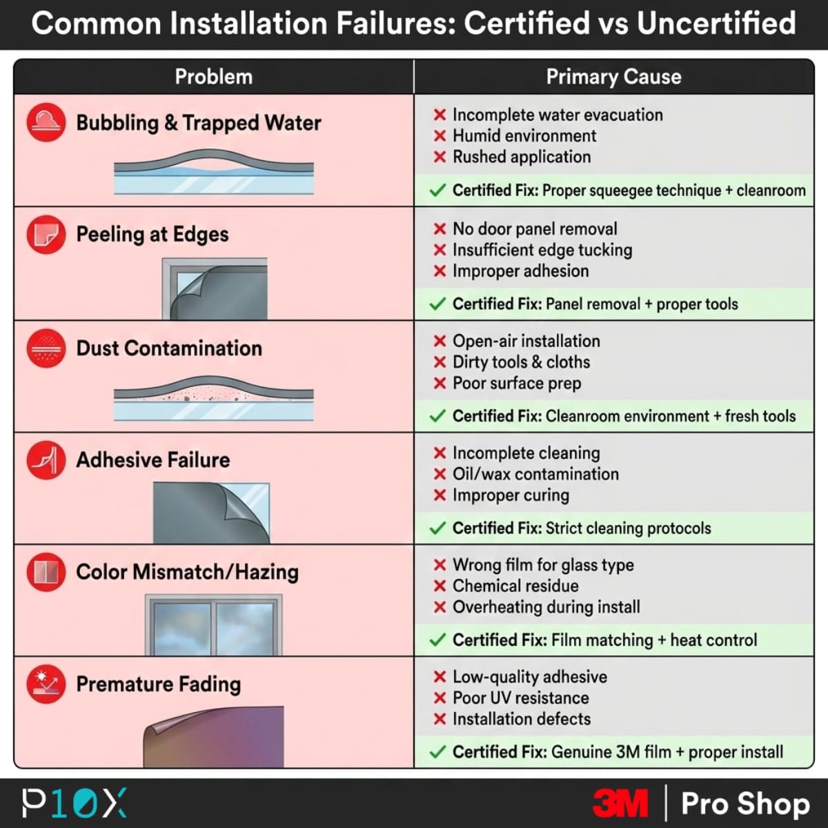 3M certified installer in Malaysia preventing common installation failures including bubbling, peeling, dust contamination and adhesive problems