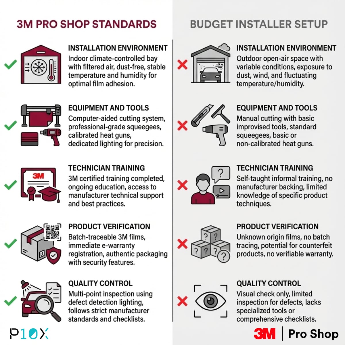 3M Pro Shop Malaysia facility standards comparison showing professional certified installation environment versus typical budget installer setup
