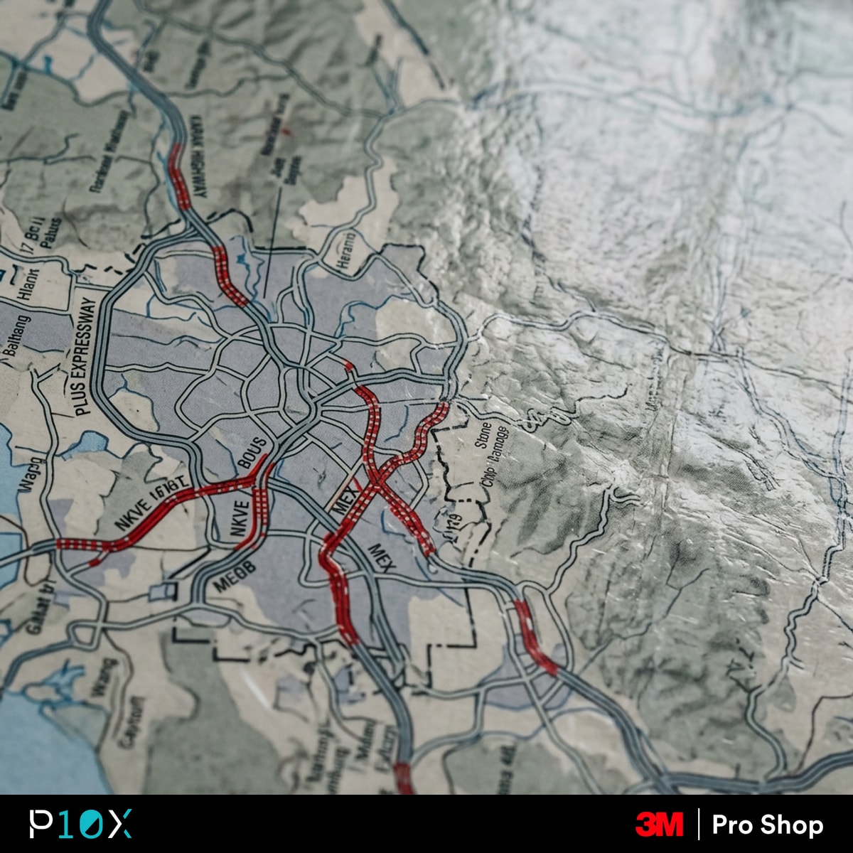 KL highway stone chips zone map of Karak, PLUS, NKVE, MEX, ELITE and DUKE damage stretches across Klang Valley.