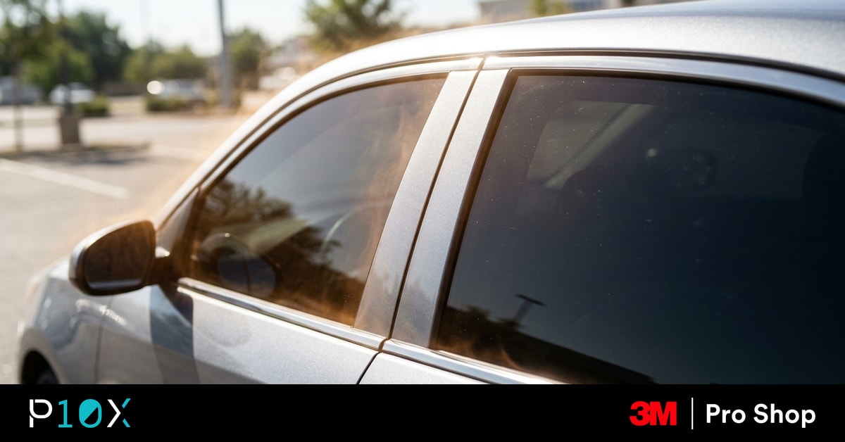How 3M Crystalline works, cross-section of the 200-layer multilayer optical film reflecting heat from a car window.