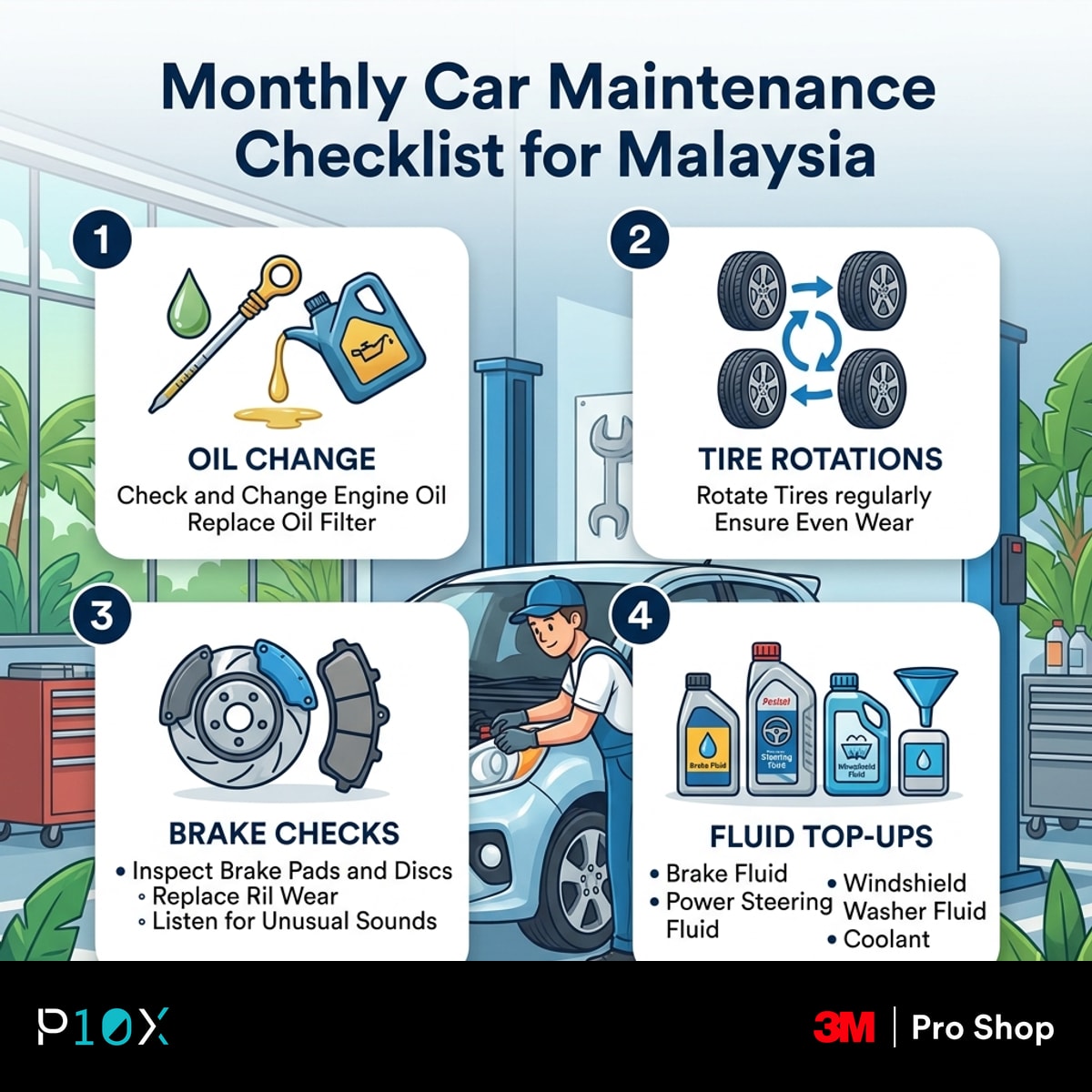 Car maintenance tips Malaysia monthly checklist infographic