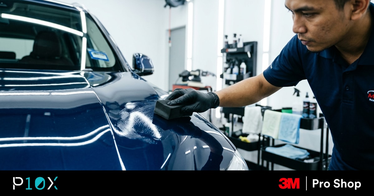 Car detailing Malaysia packages guide with an SUV in a detailing bay