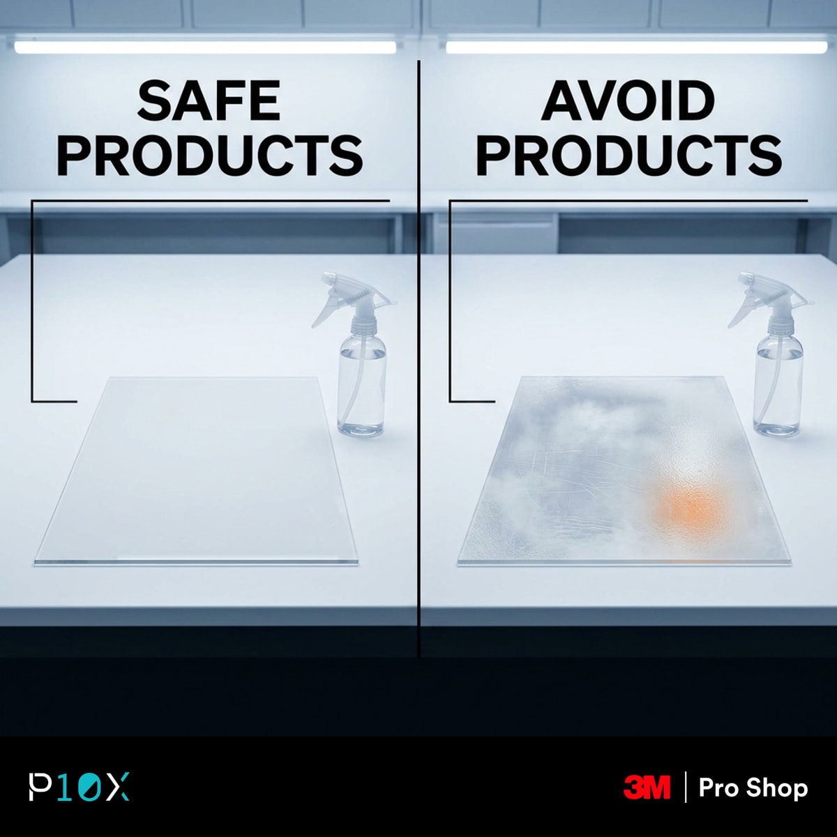 Safe versus avoid products for treating water etching on PPF