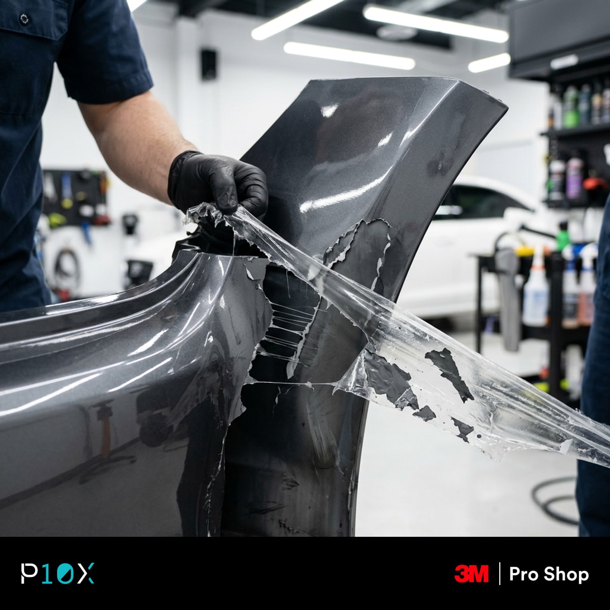 PPF removal lifting paint and clear coat off a resprayed bumper panel