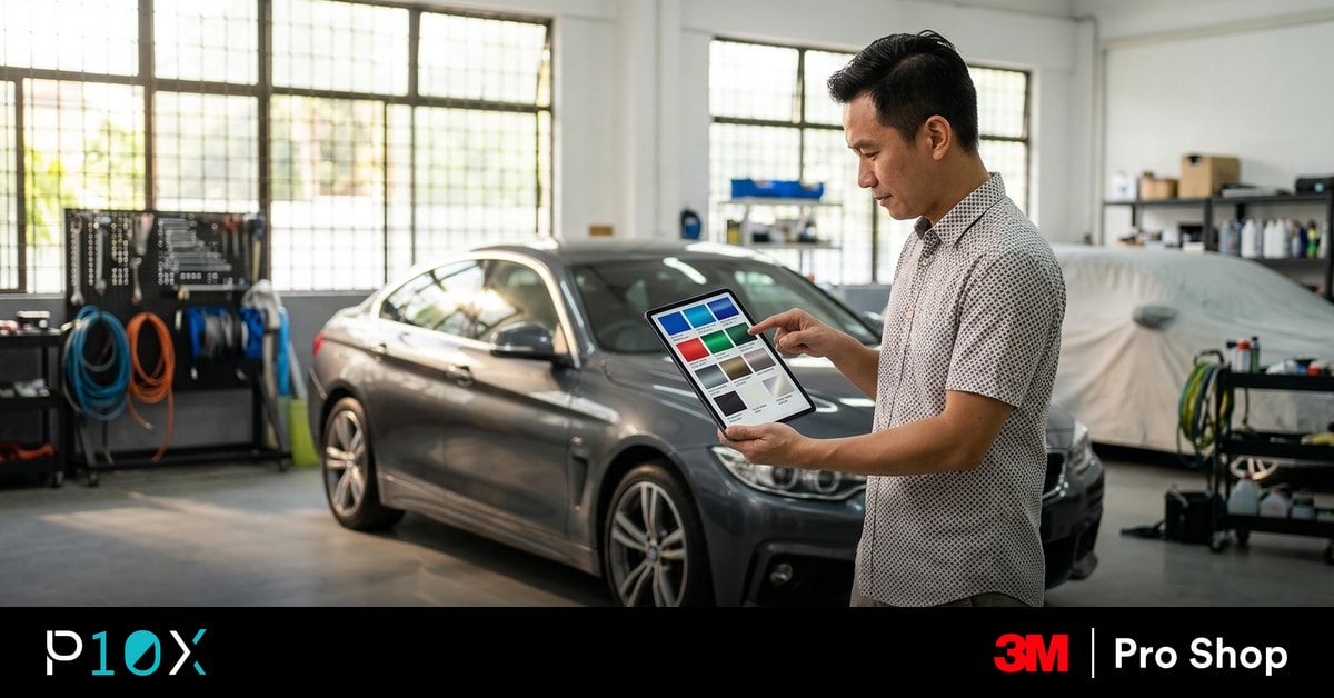Choosing a vinyl wrap in Malaysia shown on a sedan under tropical sun