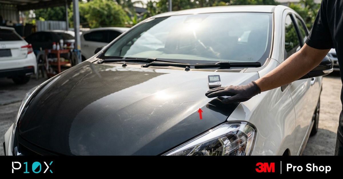 PPF not self-healing on a silver car bonnet with a shallow scratch comparison.