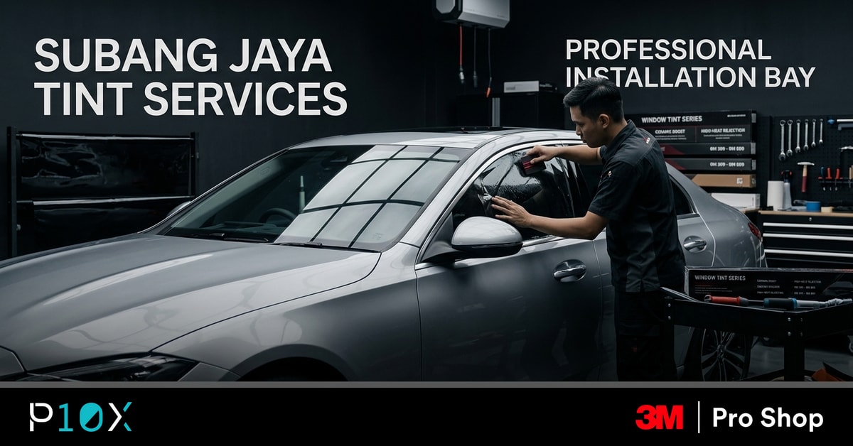 3M window tint Subang Jaya feature showing a sedan inside a professional Sunway tint studio.