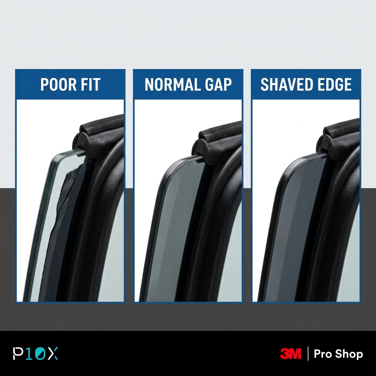 Prompt A four stage inspection timeline for window tint top edge gap with stages