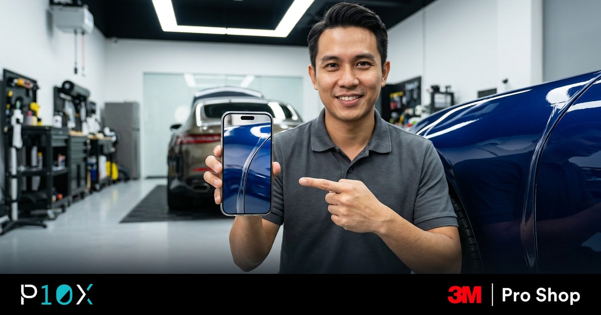 Prompt A professional Malaysian automotive technician in a clean, brightly lit w