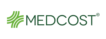 MEDCOST logo with green striped design and registered trademark symbol
