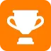 White trophy icon on an orange background symbolizing achievement.