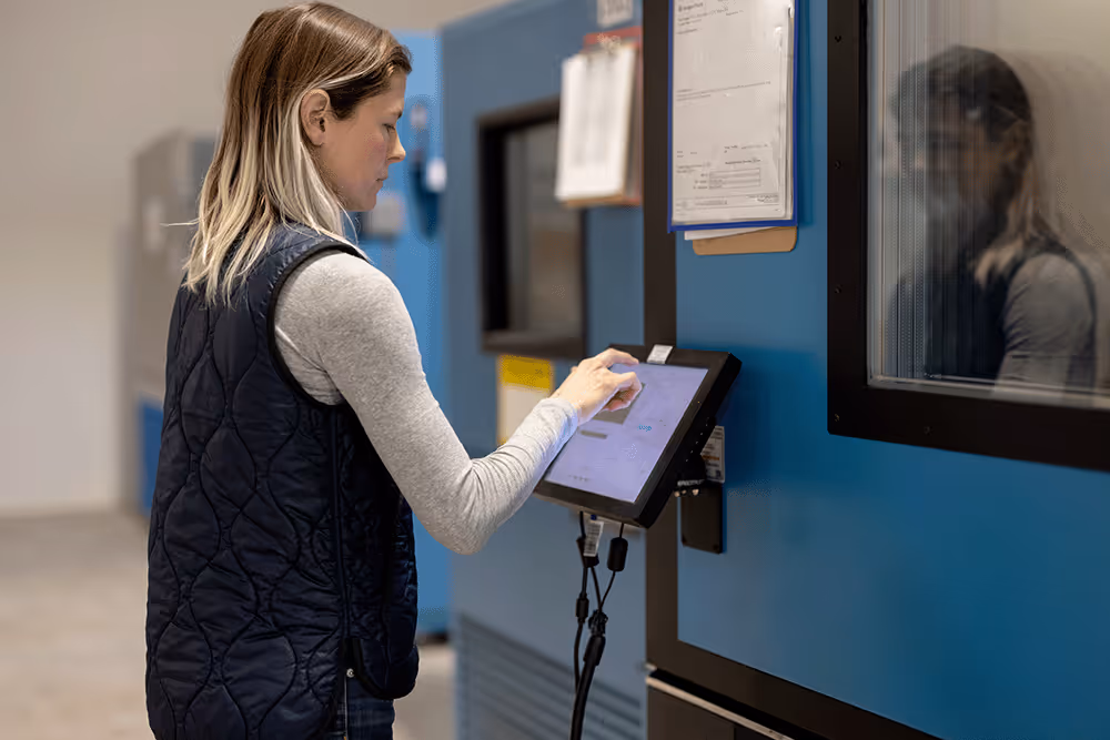 Thermal lab engineer at Thermatron control panel