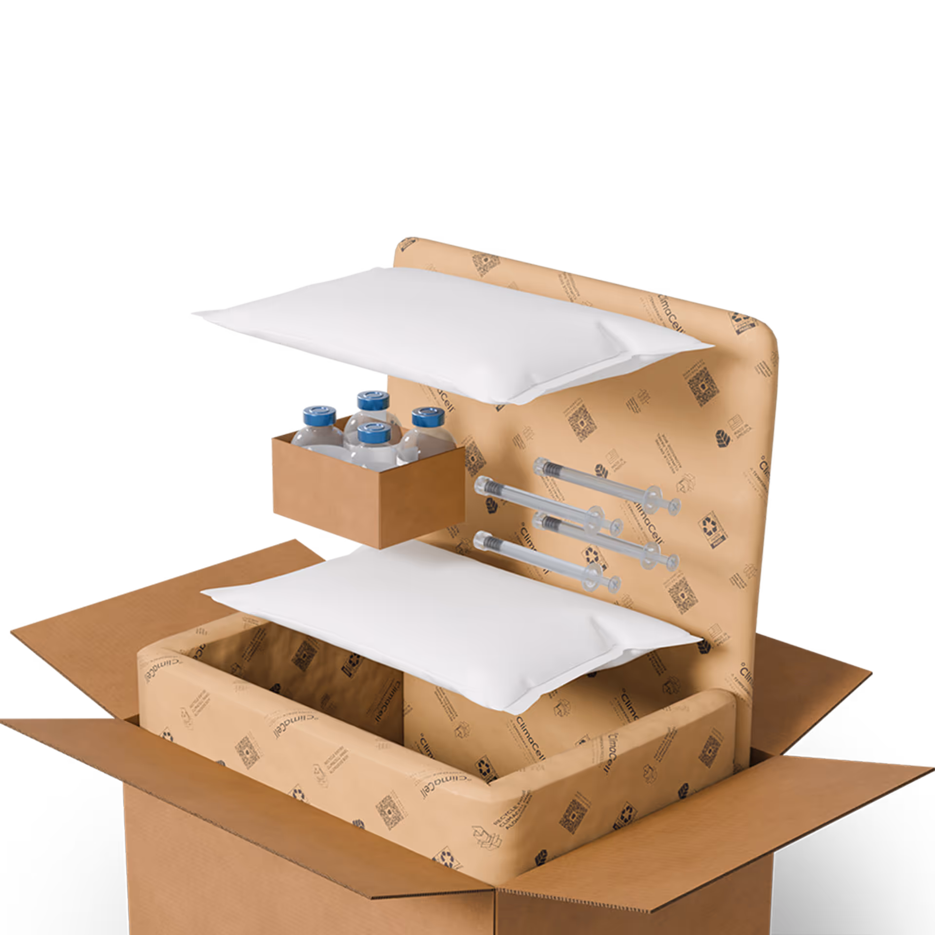 ClimaCell life science packout with vials and needles.