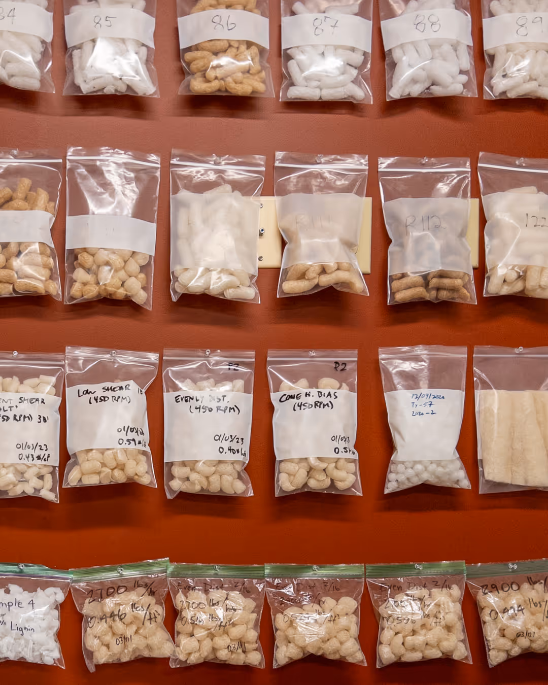 Starch samples on wall