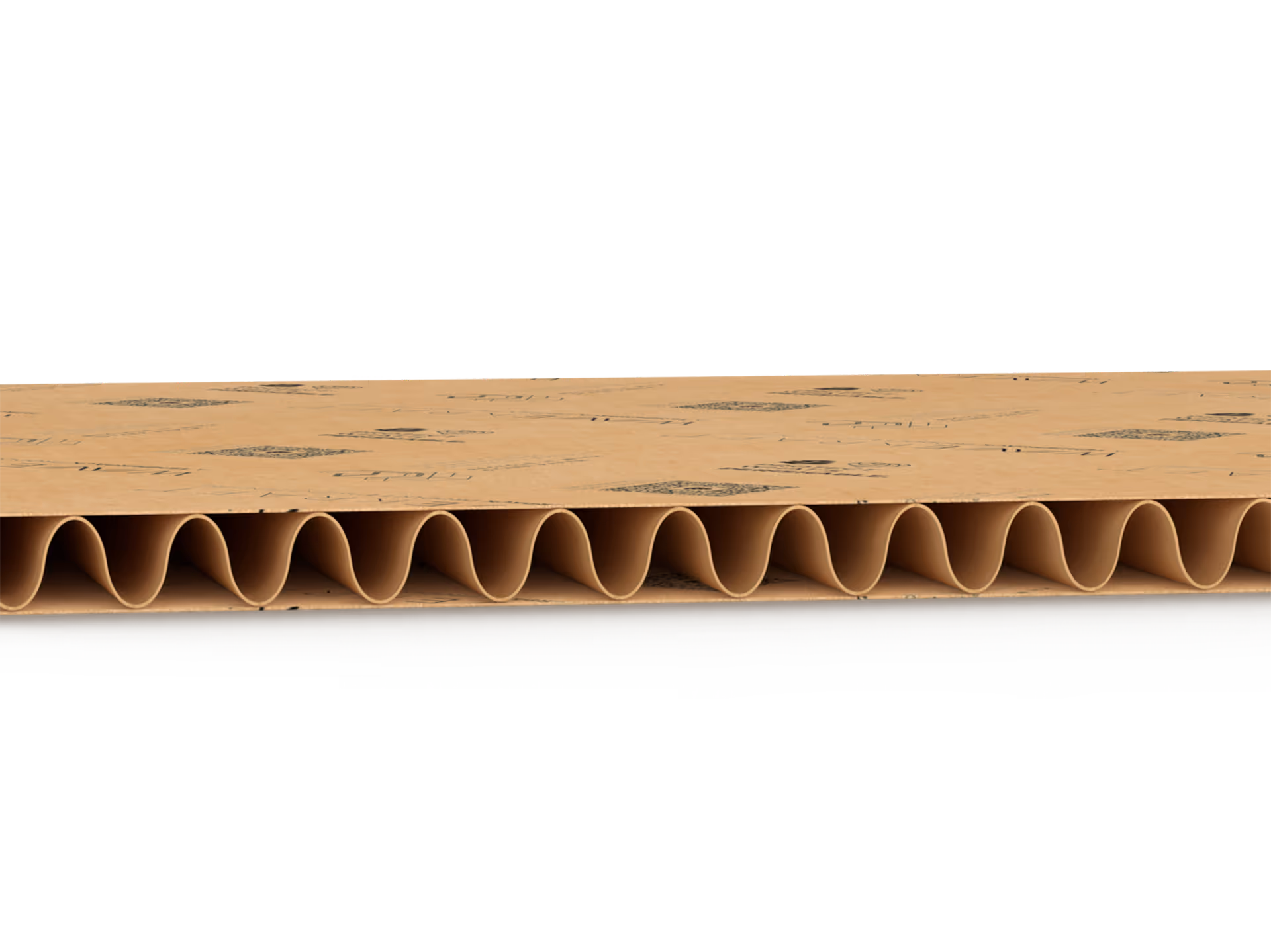 Cross section of WaveKraft recyclable paper liner.