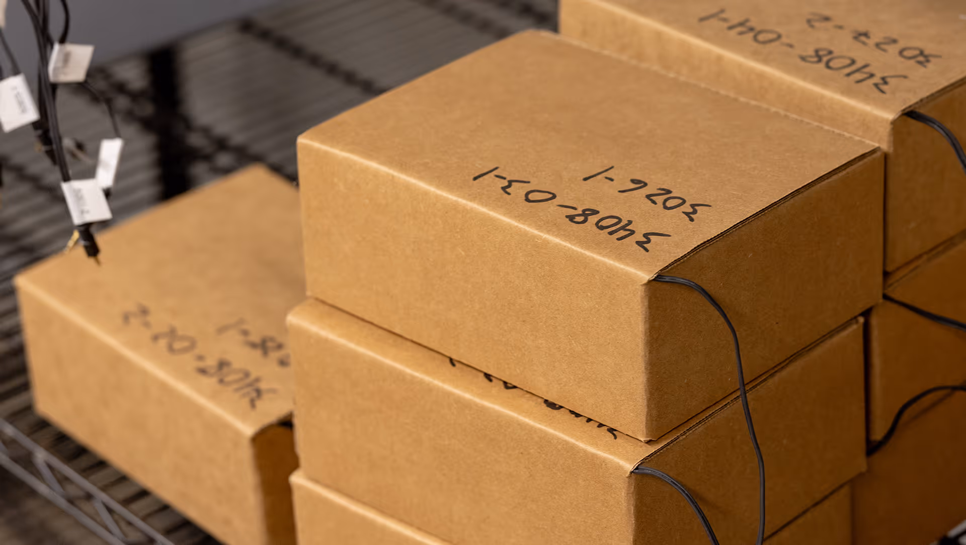 Temperature probes in test payload boxes.